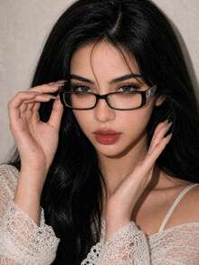 1pc Women's Vintage Floral Decor Narrow Frame Clear Lens Glasses, Y2K Style Transparent Lens, Hort Girl Style Suitable For Daily Use, Including Computer Work, Reading And Gaming, Holiday Parties - Multicolor - View 5