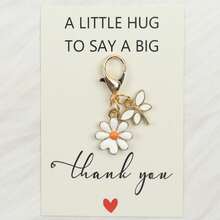 6pcs/12pcs 6 Colors Butterfly & Fixed Daisy Enamel Charm Keychain With "A Little Hug To Say A Big Thank You" Paper Card - Spring Floral Pocket Hug Gra - Multicolor - View 6