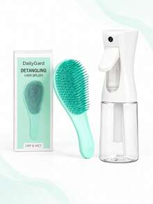 解結梳髮刷套組附細霧噴瓶，乾濕兩用造型梳，彈性尼龍梳齒、圓頭設計、氣墊底座與人體工學手柄，輕量美妝工具，適用捲髮、波浪髮、直髮，旅行梳妝使用 - 彩色 - 查看 13