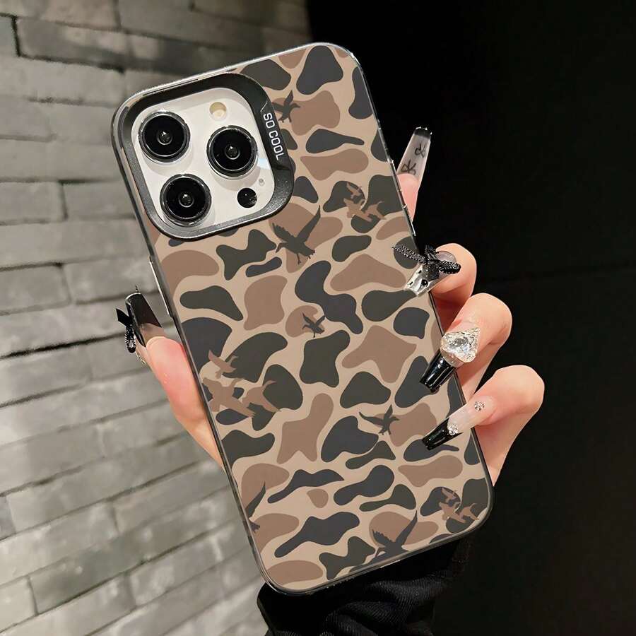 Camouflage Pattern Phone Case, Shockproof Phone Protective Cover, Phone Accessories Compatible With IPhone 16 15 14 13 12 11 Pro Max - 黑色 - 查看 1