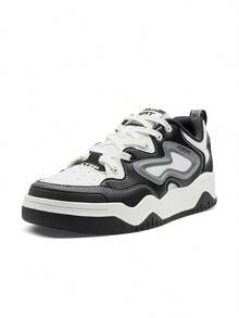 XTEP New Thick Sole Height-Increasing Versatile Casual Comfortable Lightweight Men's Skate Shoes - Black and White - View 1