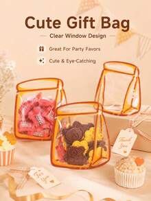 12pcs Kawaii Hand Drawn Border Clear Zip Sealing Gift Pouches Multipurpose Resealable Packaging Bags For Snacks Jewelry Holiday Party Favors Small Business Supply(Reusable Bag) - Multi-color - View 1