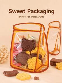 12pcs Kawaii Hand Drawn Border Clear Zip Sealing Gift Pouches Multipurpose Resealable Packaging Bags For Snacks Jewelry Holiday Party Favors Small Business Supply(Reusable Bag) - Multi-color - View 3