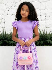 XD This Children's Crossbody Bag Is Decorated With Cute And Playful Flower And Pearl Details, Making It A Must-Have Fashion Handbag For Both Moms And Kids. Perfect For Valentine's Day, Parties, Or As A Gift For Girls, It Can Hold Coins And Keys. - Multicolor - View 9