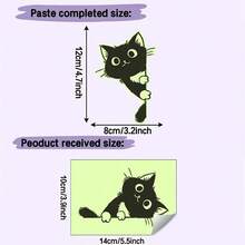 1/2 Pcs Green Glow-In-The-Dark Peeking Cat Wall Decal - 2D Flat Self-Adhesive PVC Sticker For Entryway, Bedroom, Kitchen, Living Room & Shop Decor, Cute Animal Home Art - Black Cat Wall Sticker - View 8