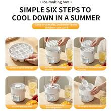Easy To Press Ice Tray Mold - Large Capacity, Double-Layer, Plastic Ice Storage Box With Storage Ice Bucket Set, Suitable For Coffee, Whiskey, Juice, Beer And Chilled Beverages, Kitchen Utensils And Small Tools - Multicolor - View 6