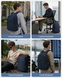 Large Laptop Backpack 15.6 Inch USB Charging Port Anti Theft With Lock Water Resistant Business Travel Rucksack Work Computer Backpack For Men Women School Office Gift Dark Blue - 深藍色 - 查看 8