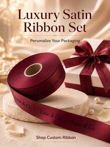 Customizable Gift Packaging Ribbon (2.5cm), Custom Ribbon, Personalized DIY Ribbon, Multiple Colors/Lengths Available, Gift Packaging, Birthday, Wedding, Anniversary, Woven Ribbon Bow Decoration Gift, School Supplies, Back To School Season - Multicolor - View 5