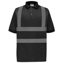 Yoko Unisex Adult Hi-Vis Short-Sleeved Polo Shirt - Black - View 2