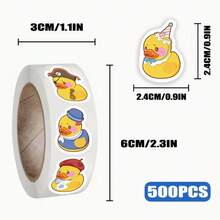 500 Sheets/Roll Rubber Duck Fancy Cartoon Roll Stickers DIY Decor Notebook Phone Case Envelope Skateboard Decals - Multicolor - View 3