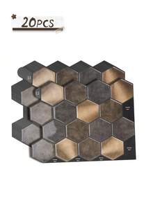 WalDecoo 1/5/10/20 Sheets,11.4"X9", Peel And Stick Hexagon Backsplash Tile, Retro Bronze Mixed Metal Texture, Glossy Heat & Moisture Resistant Low VOC Self Adhesive Wall Tile, Renter Friendly For Kitchen Bathroom - Bronze Hexagonal - View 12