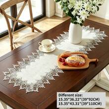 ABEST6522 Home&Living store 1件 100%聚酯纖維蕾絲桌旗，鄉村風梳妝台桌巾，適用於廚房、居家、戶外野餐與婚禮裝飾，優雅桌面搭配精緻蕾絲設計，廚房桌旗鄉村風美觀蕾絲 - 彩色 - 查看 6