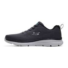 Skechers Men's LITE-WEIGHT Series Large Mesh Lace-Up Lightweight Cushioned Running Shoes - Black and White - View 2