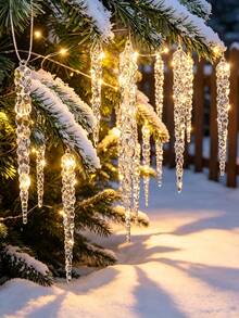 1/12/24pcs-Transparent Ice Cone Icicle Christmas Tree Decorations, Realistic Ice Stick Hanging Decor, Transparent Icicle Pendant Christmas Tree Decorations, Threaded Icicle Decorative Pendant, Christmas Decorations, Home Decor, Room Decor, Scene Decor, Christmas (13cm/5.12in) - B - View 7