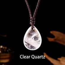1pc Teardrop Natural Chakra Crystal Pendant Necklace, Healing Amethyst Rose Quartz Energy Amulet Jewelry, Spiritual Meditation Protection - Water Drop Pendant - View 14