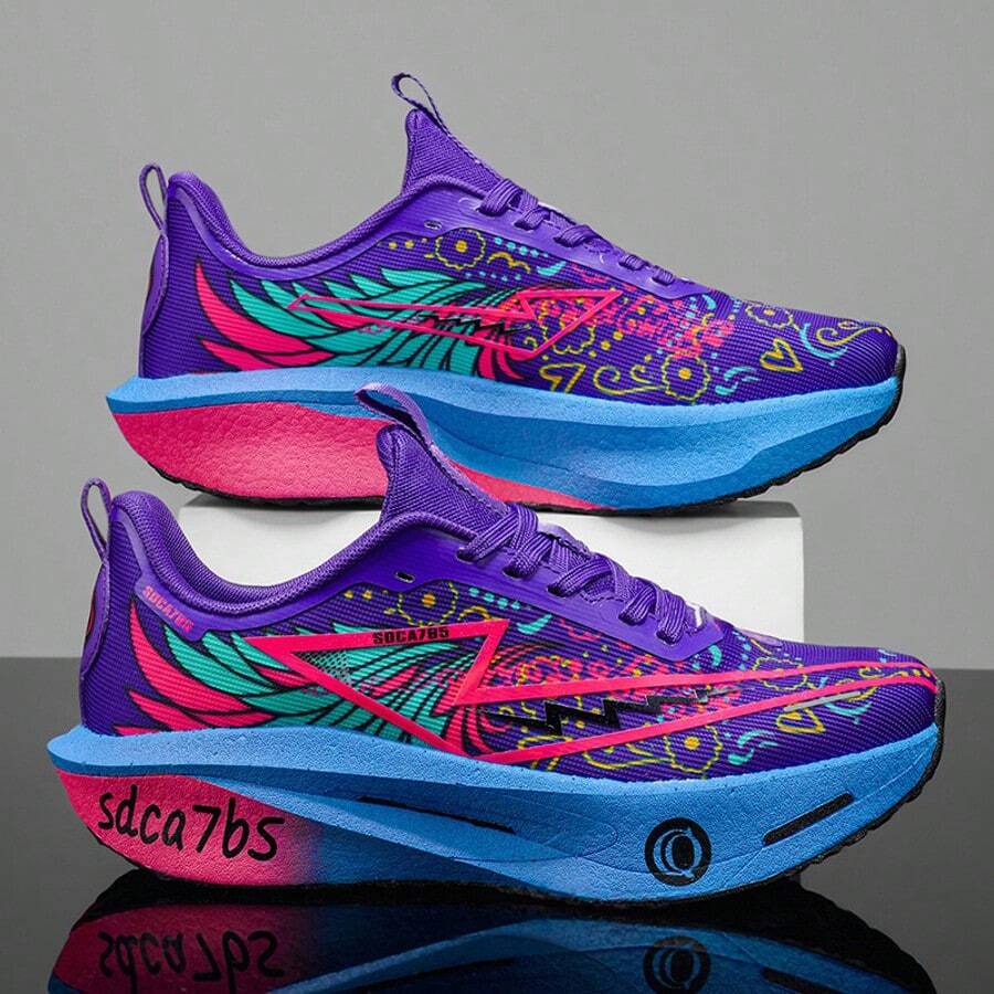 1 Pair Men's Sports Shoes With Personalized Graffiti Print Running Shoes