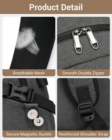 Laptop Backpack 15.6 Inch Large Travel Rucksack USB Charging Port Anti Theft Lock Water Resistant Computer Backpack For Men Women School Office - Dark Grey - View 6