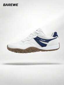 BAREWE Men's Wide Toe Box Minimalist Barefoot Training Shoes, Zero Drop Non-Slip Comfortable Fitness Running Sneakers - Blue and White - View 3