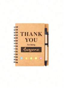 10/5/3set Thank You Spiral Notebook Gift Set With Pen & Color Sticky Tabs, Kraft Paper Journal Notepad, Multipurpose Appreciation Gift For Teachers, Coworkers, Wedding, Christmas, Birthday, Holiday Party, Office School Daily Note Taking Supplies - Multiple Styles - View 12