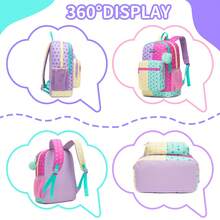 Set de 3 piezas de mochila para niñas, mochila escolar con estampado lindo de estrellas & lunares con bolso cruzado y estuche para lápices, mochila escolar ligera para niñas, vuelta al colegio - Conjunto de mochilas escolares para niñas - Ver 9