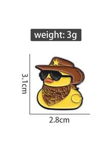 1 pieza Broche de esmalte de pato vaquero occidental con caja de regalo naranja, alfiler de pato de estilo americano genial para decoración de ropa y mochila - Multicolor - Ver 10
