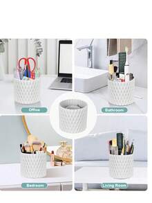 Rotating Toothbrush Holder, Multi-Functional Toothbrush & Toothpaste Storage Box, Bathroom Use, 5-Compartment Makeup Brush Organizer - Multicolor - View 4