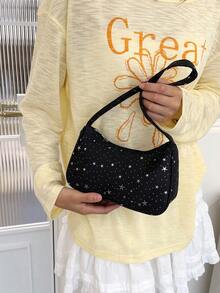 Unique Versatile Fashion Zebra Stripe Colorblock Underarm Bag Shoulder Bag - Black - View 4