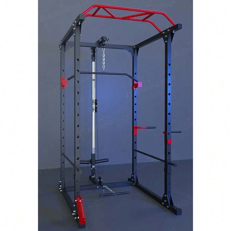 Jaula de entrenamiento de fuerza multiusos,Power Rack Pull Ups Sentadillas Dominada Jaula De Potencia,jaula de peso para gimnasio en casa,máquina de entrenamiento Power Rack - Negro - Ver 1