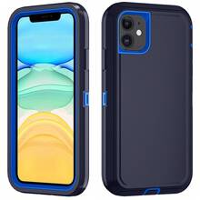 Funda de teléfono resistente de 3 en 1 de grado militar, funda protectora de Body completo resistente a golpes, antideslizante y a prueba de agua, resistente a arañazos, universal, accesorio de teléfono práctico como regalo para el Festival de Primavera y uso diario - Azul profundo - Ver 20