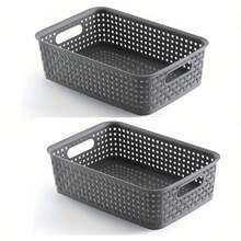 5PCS Multi-Functional Plastic Storage Baskets, Durable, Easy To Use, Versatile, Flexible, Perfect For Closets, Cabinets, Shelves, Bedrooms, Bathrooms, Living Rooms, Classrooms, Kitchens, Offices, Vanity And Worktops - 5pcs - View 9