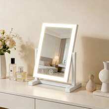 1pc LED Makeup Mirror With Lights, 200mAh USB Rechargeable Tabletop Vanity Mirror, 3 Lighting Modes, Dimmable Touch Control, Adjustable Desk Mirror, Portable Travel Cosmetic Mirror For Dorm Bedroom Office, Back To School Dorm Room Essentials - Multicolor - View 12