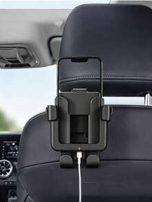 Multifunctional Car Seat Back Storage Organizer With Cup Holder, Phone Holder And Hooks. Suitable For Most Car Models. Can Hold Water Bottles, Milk Tea Bags, Trash Bags And Glasses. Rear Seat Cup Holder Car Storage Device - Black - View 2