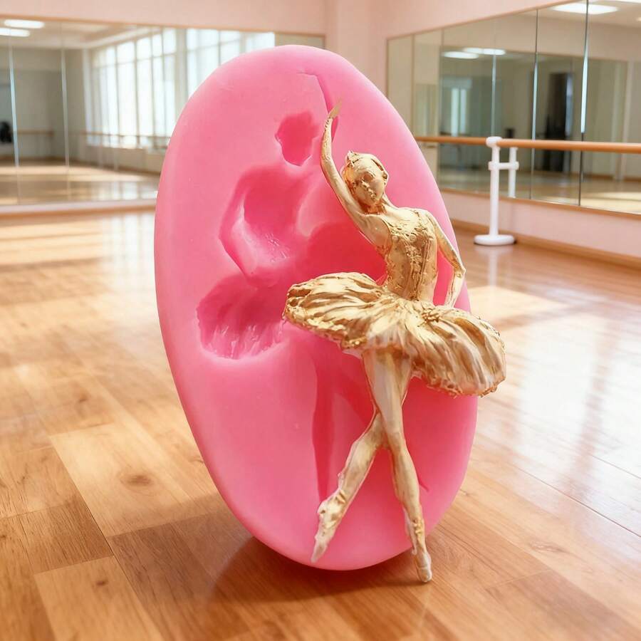 1pc Ballet Girl Silicone Mold, Minimalist Style Handmade, Suitable For Home Decor Candles, Plaster Decorative Ornaments And Souvenirs, Easy To Demold And Reusable - Pink - View 1