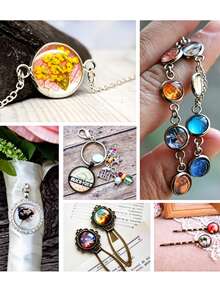 20pcs Round Transparent Flat Bottom Glass Cabochons, Clear Glass Round Patches, Suitable For Embossed Photo Pendants, Handmade Felt Simulated Animal Eyes Glass Beads Jewelry Making, Blank Base Trays, Bracelets, Necklaces, Earrings DIY Jewelry Making Accessories Perfect For Creating Unique Collectibles - Glass - View 2
