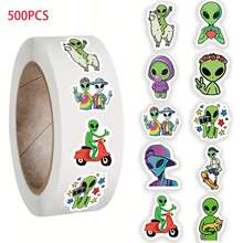 500 Sheets/Roll Of Exquisite Alien Cartoon Roll Stickers DIY Decoration Notebook Phone Case Envelope Skateboard Stickers - Multicolor - View 7
