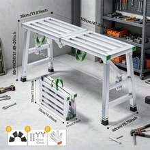 Height-Adjustable Heavy-Duty Scaffolding Portable Folding Work Platform (Equipped With Non-Slip Base And Sturdy Frame); Suitable For Truck Washing, Semi-Trailer Maintenance RV Roof Cleaning, And Commercial Vehicle Exterior Repair - Standard 105cm - View 9