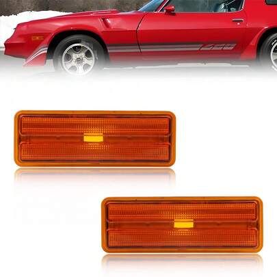 2PCS Smoked/Clear/Amber Lens Front Bumper Turn Signal Lights Side Marker Lights Turn Warning Lights Reflector Lights Fender Light Housings For 1978 1979 1980 1981 Chevrolet Camaro Z28 No Bulb/Socket Included