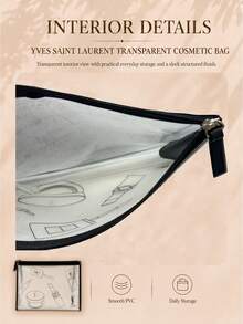 YSL Saint Laurent Transparent Makeup Bag 19.2*14.5cm, Waterproof And Dirt-Resistant With Smooth Zipper, Large Capacity Visible Storage, Versatile For Travel, Toiletries, And Daily Makeup Organization - Clear - View 8