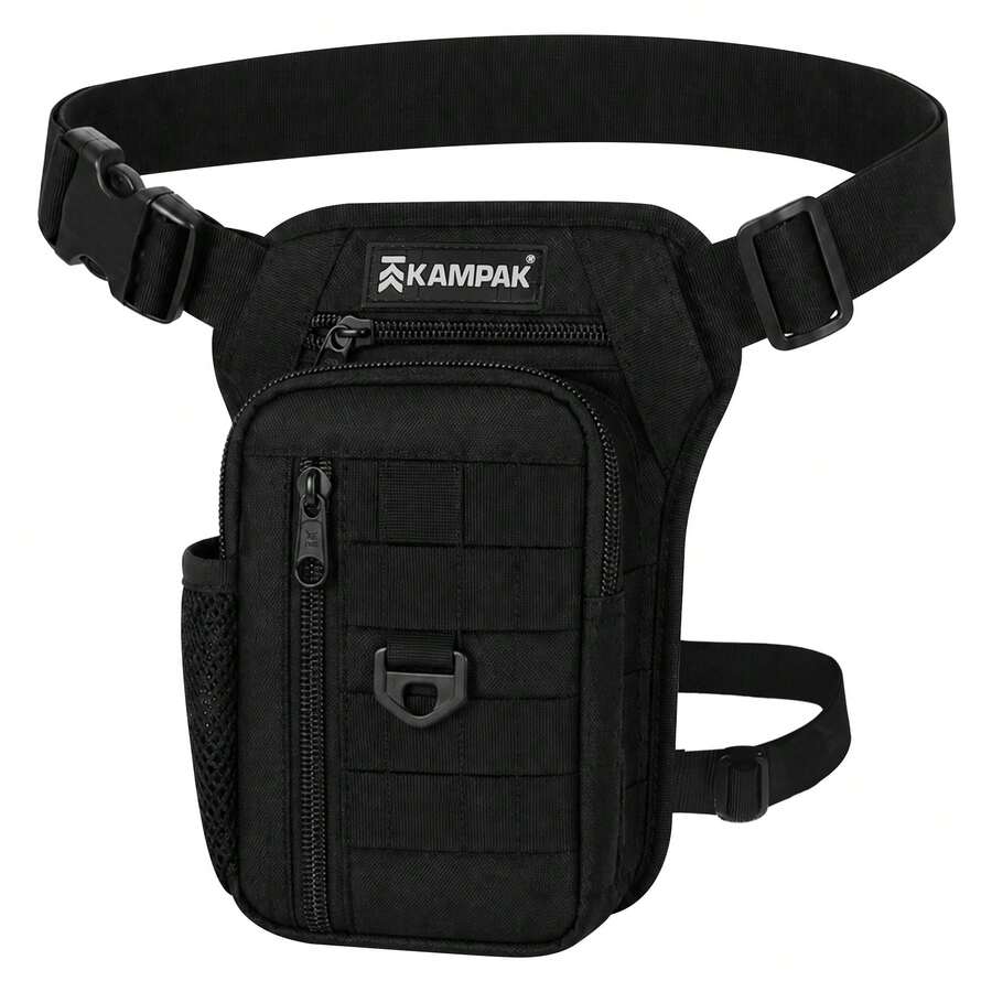 Piernera Tactica Kampak Rt36 Modelo Mediano Ligero Multiusos, unisex con 4 compartimentos + espacio para botella - Negro - Ver 1
