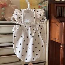 2pcs New Polka Dot Cute Princess Style Dress, Thin Breathable Sun Protection Outfit For Small Puppies And Kittens, Suitable For Golden Shaded Ragdoll And Devon Rex Cats - White - View 7