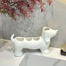 可愛極簡臘腸狗造型浴室牙刷架，多格浴室檯面收納架，多功能洗臉盆收納整理架，適用於電動牙刷、牙膏、化妝刷、刮鬍刀及各種浴室日常盥洗用品 - 彩色 - 查看 13
