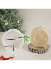 1 buah Cetakan Silikon Bulat Berbentuk Cermin Timbul untuk Hiasan Lilin Plaster Pohon Natal Santa Claus, Rusa Kutub, Manusia Salju - Bulat - View 5