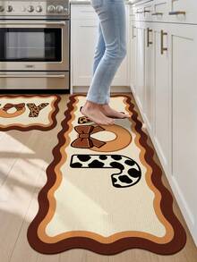 DAJIANG 1pc Leopard & Cow Print JOY Letter Rug, Kitchen Rug, Hallway Rug, Suitable For Bathroom, Kitchen, Outdoor, Indoor, Hallway, Bedroom, Living Room, Bedside, Decorative Rug, Machine Washable, Easy To Clean, Entry Mat, Non-Slip Backing Rug - Multicolor - View 10