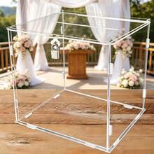 Halloween, Christmas, 1pc Luxury Transparent Acrylic Wedding Card Box With Lock - Sturdy And Durable, Unbreakable, Easy-Open Design - Suitable For Wedding Banquet, Anniversary, Birthday Party, Graduation Decoration And Greeting Card Storage - 1PC - View 4