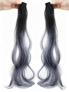 Synthetic 2 Pieces/Set 50cm Colored Curly Hair Extensions, Water Wave Pink/Blue/Purple, Halloween/Christmas Wig - Multicolor - View 18