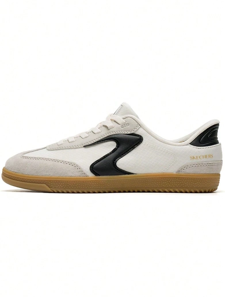 Skechers Women's Vintage Flat German Army Trainers Non-Slip Rubber Sole Casual Walking Sneakers - Black and White - View 1