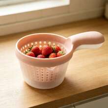 Colador de cocina, cesta redonda pequeña, cuenco para lavar verduras, cesta coladora, estante para lavar y escurrir frutas, cesta filtro para el lado del fregadero, cesta de lavado de doble capa, adecuada para escurrir en la cocina - Multicolor - Ver 5