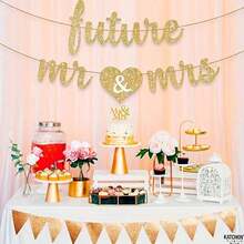 2pcs/Set "Just Married" & "Mr Mrs" Heart Shaped Letter Garland, Wedding Ceremony Decoration Banner, Indoor/Outdoor Romantic Backdrop, Party - White - View 9