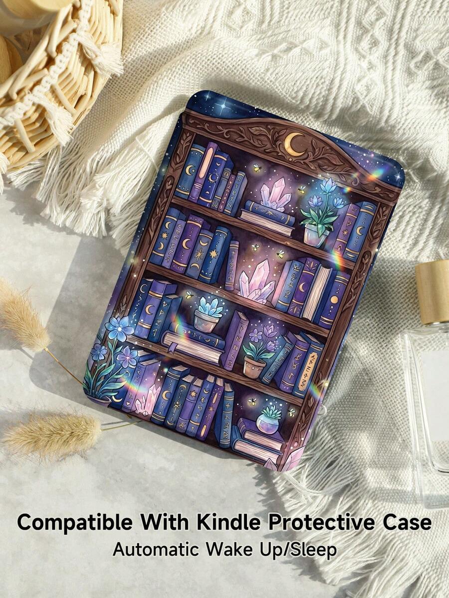 Kingsung 書籍與水晶圖案保護殼,相容於 Kindle 第 10 代 2019、Kindle 第 11 代 2024、Kindle Paperwhite 第 12 代 2024、Kindle Colorsoft Signature Edition、Clara Colour 2024 (6 吋) 與 Libra Colour 2024 (7 吋) 等其他機型,支援自動喚醒/睡眠,四角防摔,無需擔心掉落 - 彩色 - 查看 1