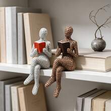1pc Resin Reading Figurine Home Decor Ornament, Reading Style, Home Decoration Accessory, Best Choice, Autumn Decor, Room Decoration - Multicolor - View 4